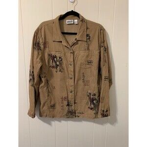 Chicos Design Size 2 Womens Large L Top Corduroy Shacket Pockets Art To Wear